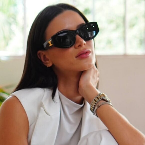 Celine CL40308U 57B TRIOMPHE Sunglasses Beige Cat Eye Frame, Grey Lenses - Picture 11 of 13